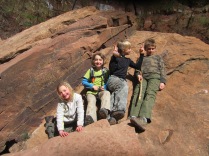 Kids on a rock