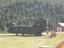 Chinook unloading supplies